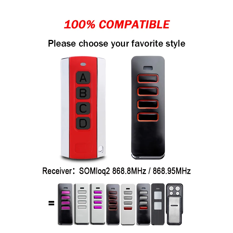 For SOMMER PEARL TWIN VIBE STATUS 4018 4019 4018V000 4018V064 TX40 TRX55 TX55 868 4 868MHz Garage Door / Gate Remote Control 2