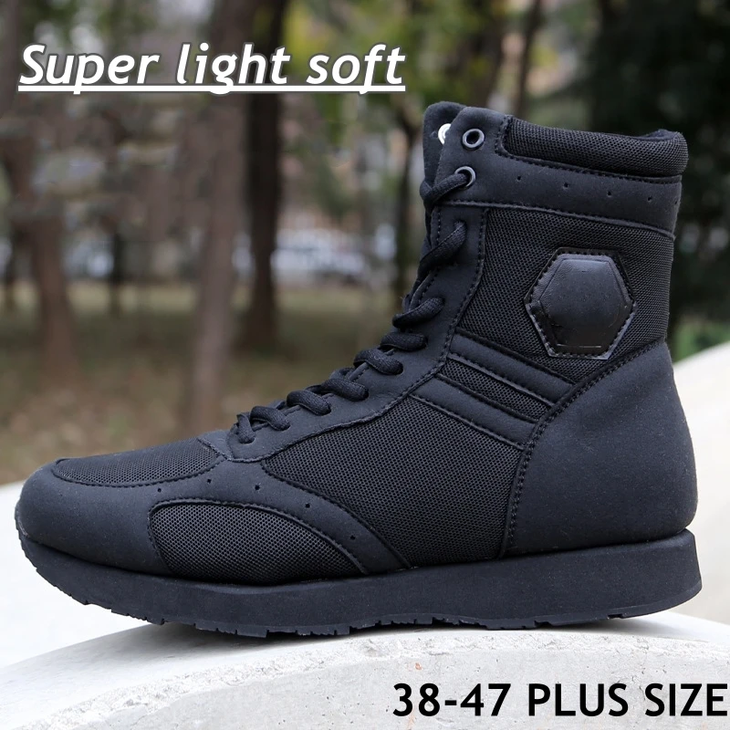 

Ultralight Military Combat Boots Mens Black Work Shoe Outdoor Run Desert Hiking Shoes Army Training Tactical Boots Male Sneakers