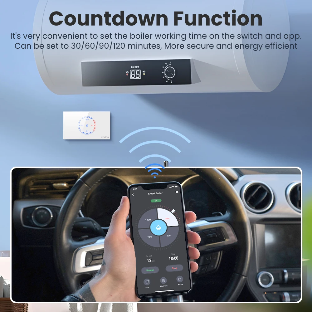 WiFi Smart Boiler Switch,Israel Stand Switch with Energy Monitor,Work for Alexa