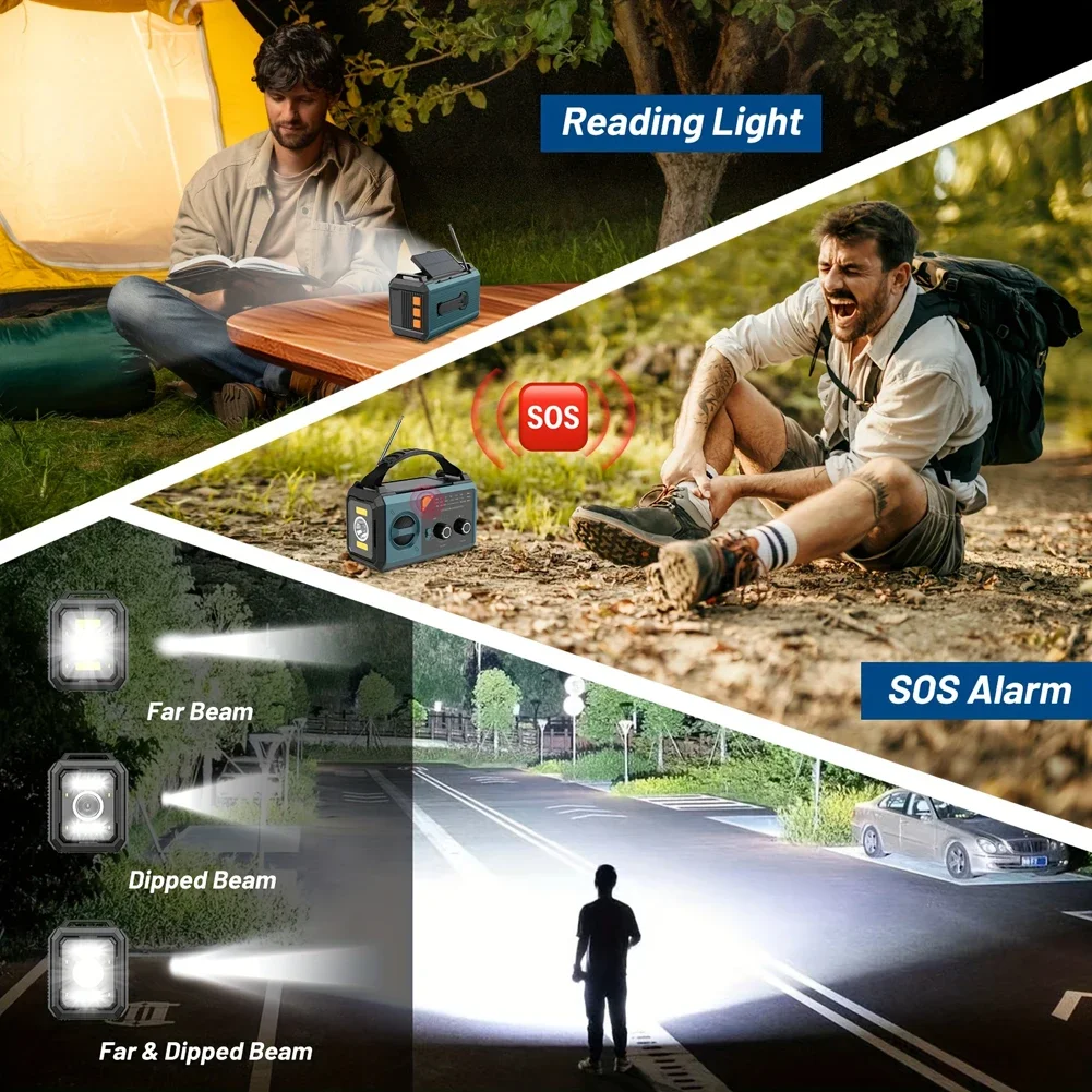 20000mAh Solar Emergency Weather Radio Flashlight & Reading Light AM FM NOAA SOS Alarm Compass Cell Phone Charger for Emergency