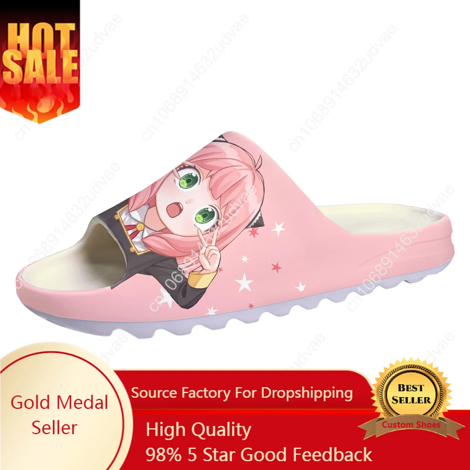 

Spy X Family Anya Forger Soft Sole Sllipers Step In Home Clogs Custom Water Shoes Men Women Teenager Step On Shit Sandals