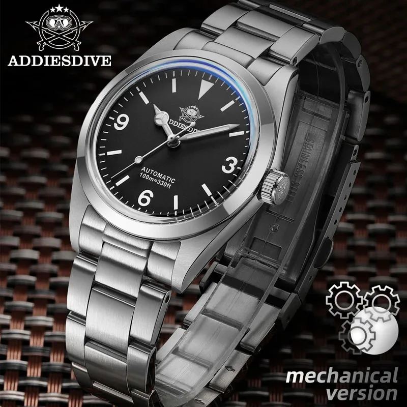 ADDIESDIVE 36mm Men Diver Watch Bubble Sapphire PT5000 Automatic Mechanical Business Watches Stainless 10Bar Luminous Male Clock