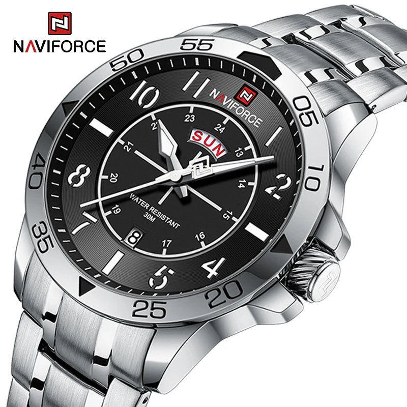Fashion Style NAVIFORCE Men's Wristwatch Stainless Steel Waterproof Man Quartz Clock Classic Business Watches Relogio Masculino