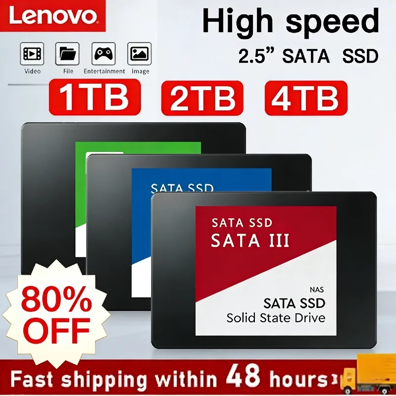 오리지널 레노버 4TB 포터블 SSD 외장형 솔리드 스테이트 드라이브 USB 3.1 고속 저장장치 560MB/s 울트라 슬림 2.5인치 맥 PC용