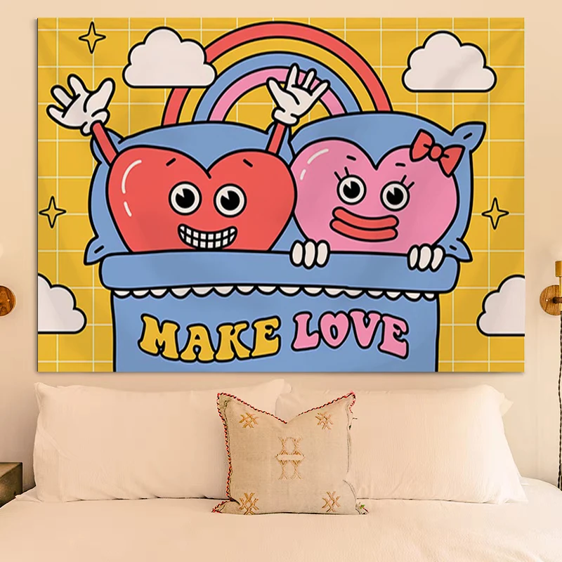 

Y2K Wallpaper Tapestry Wall Hanging Headboards Kawaii Bedroom Decoration Home Room Decor Aesthetic Tapestries Decorative the Art