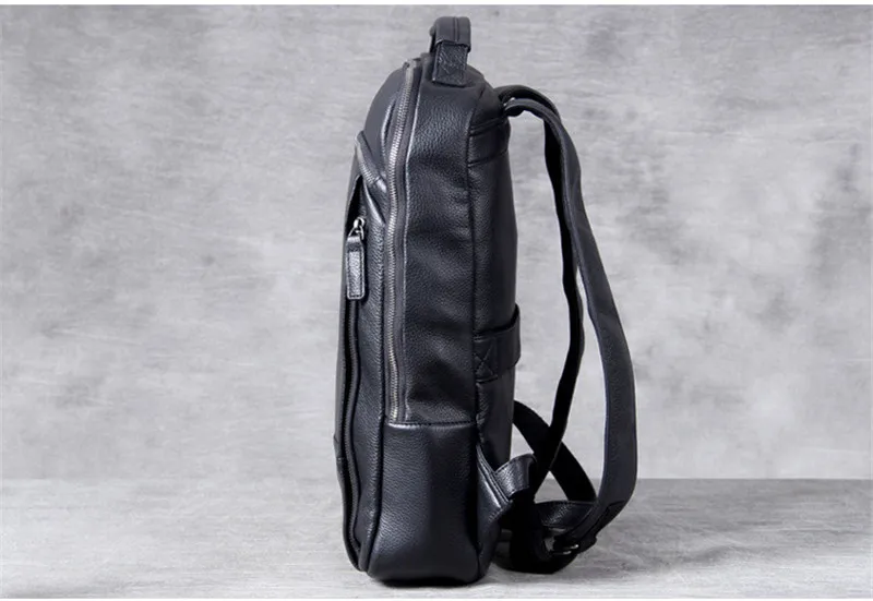 Simple casual soft real cowhide men women's backpack high quality genuine leather large capacity travel black laptop bagpack