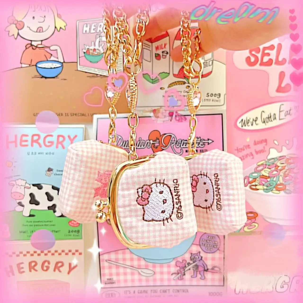 

Мини-сумка для ювелирных изделий с вышивкой Hello Kitty