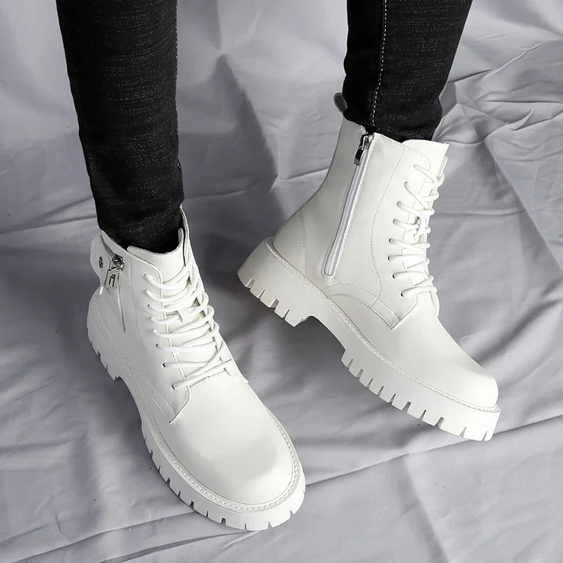 Men's English Style Thick Sole Design Chelsea Boots Luxury High End Top Layer Leather Famous Brand Casual Boots