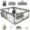 Extra Large Baby Playpen with Storage Bag & Mesh Net 75" x 59" Play Yard Toddlers  Folding Mat  Ocean Balls Anti-Fall  1
