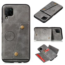 Premium PU Leather Wallet Phone Case with Car Magnetic Card Holder Slot for Samsung Galaxy A22/M32 (Grey)