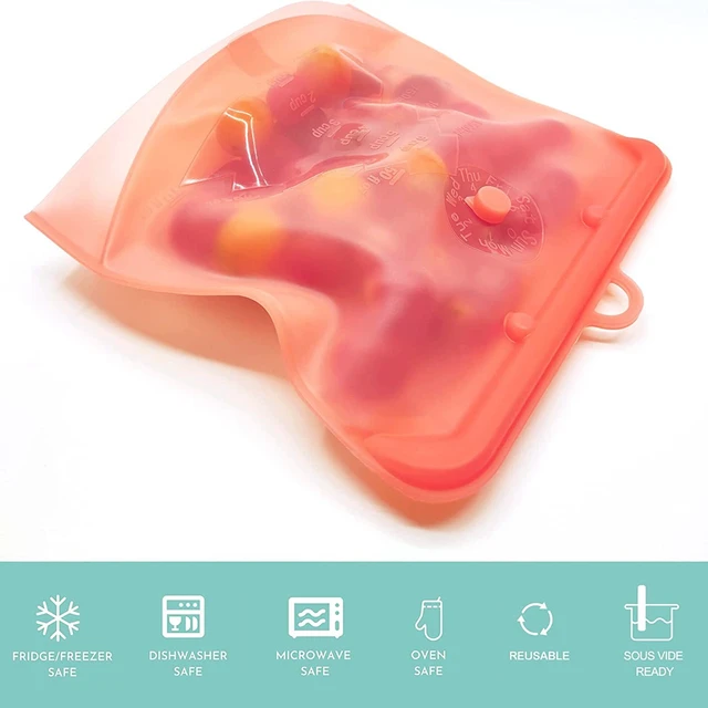 Pulisi silicone sac alimentaire Reusable 1500ml 1000ml 500ml leakproof containers sac de rangement alimentaire freezer sac de rangement Snack 4