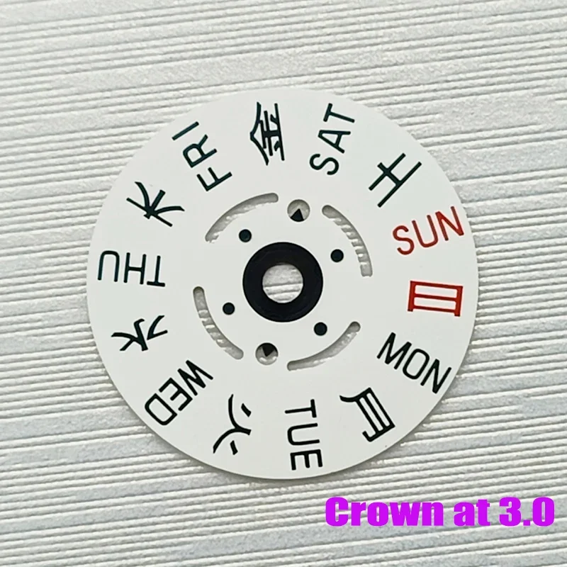 NH35 NH36 Weißes japanisches Kanji-Uhrwerk, Zifferblatt, passend für NH35 NH36-Uhrwerk SKX007, Datums- und Wochenradkrone bei 3,0 oder 3,8 Uhr – Detail 9