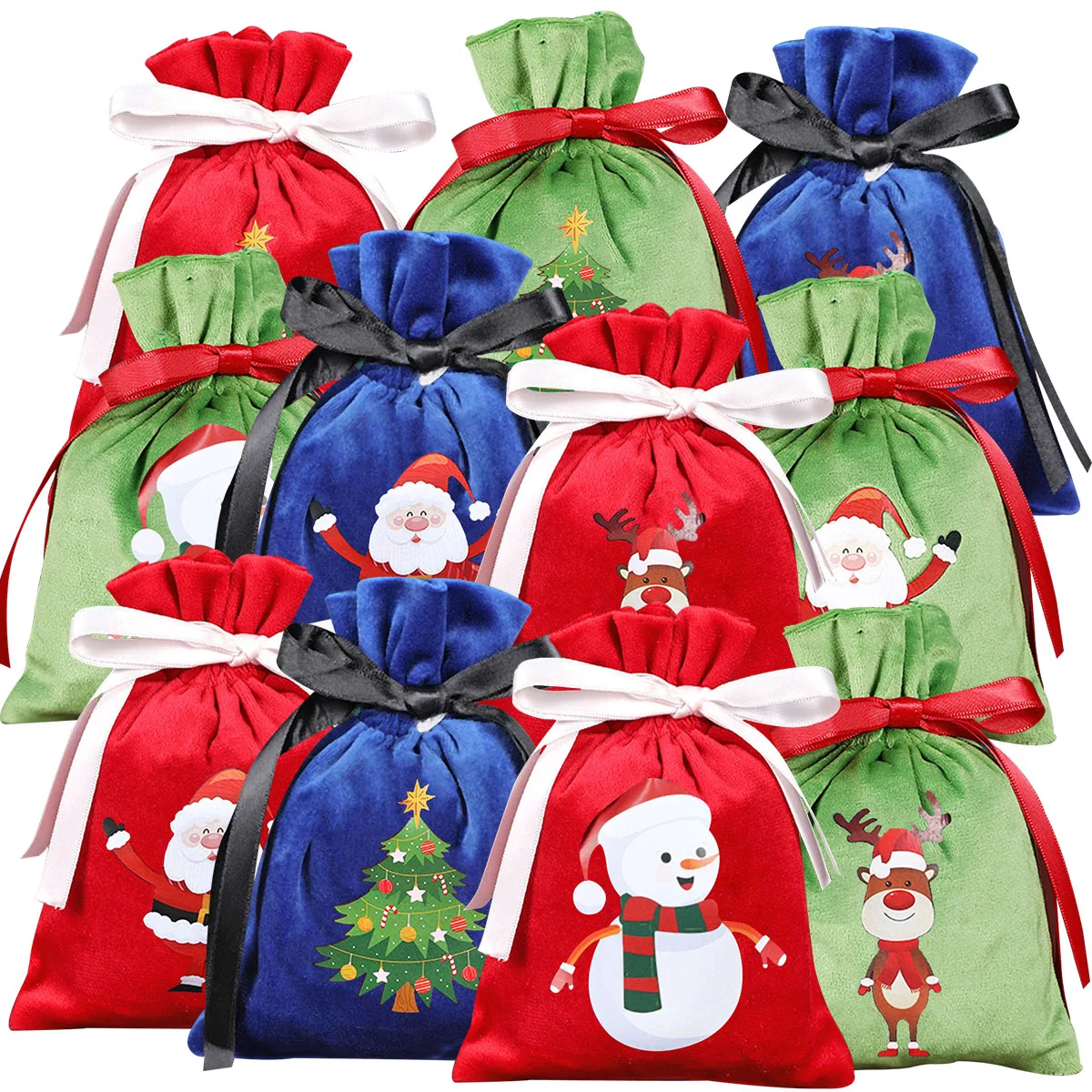 

Рождественские подарочные пакеты на шнурке, 4 шт., ткань с Санта-Клаусом, женская сумка для упаковки ювелирных изделий, аксессуары для украшения, 13x16 см