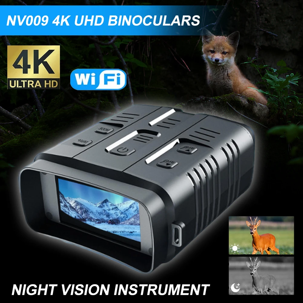 

NV009 4K UHD Binoculars with Night Vision WIFI Professional Telescope 10X Digital Zoom 800M No Light Vision for Hunting Camping