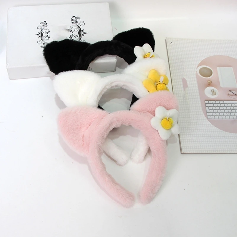 

Cat Ears Headbands Furry Plush Cartoon Headbands Hair Accessories for Girls and Womens Holiday Party Headwear