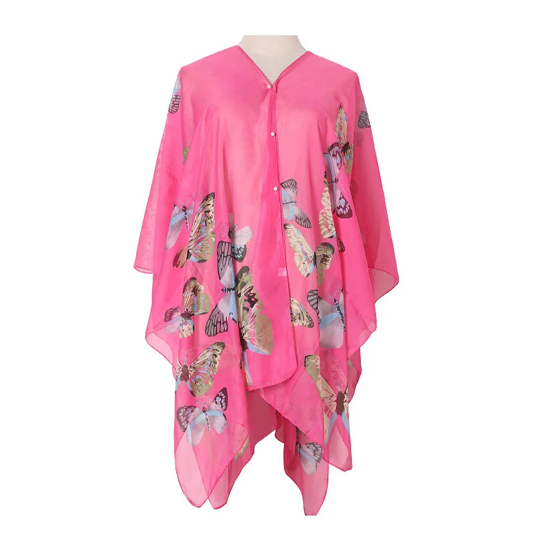 Women's Chiffon Beach Cover-Up – Sun Protection Shawl & Bikini Sarong Wrap