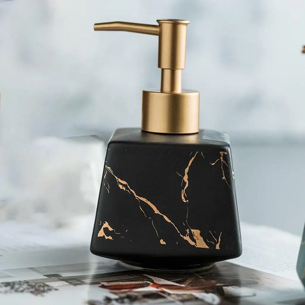 Bathroom Counter Ceramic Liquid Soap Lotion Dispenser 260ml Pump Bottle for Women and Men
