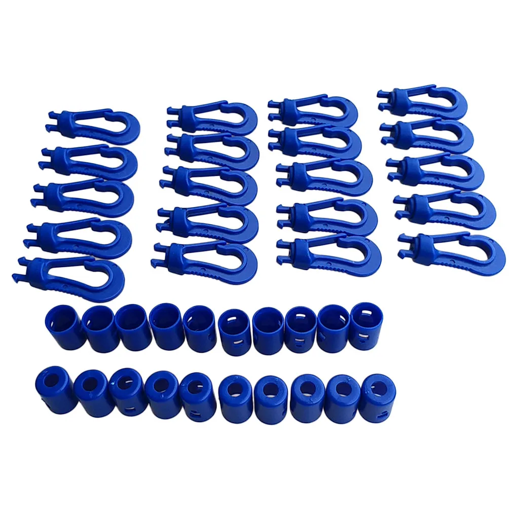 20pcs Plastic Shock Cord End Hooks Blue Bungee Cords Hooks for Kayak Boat,