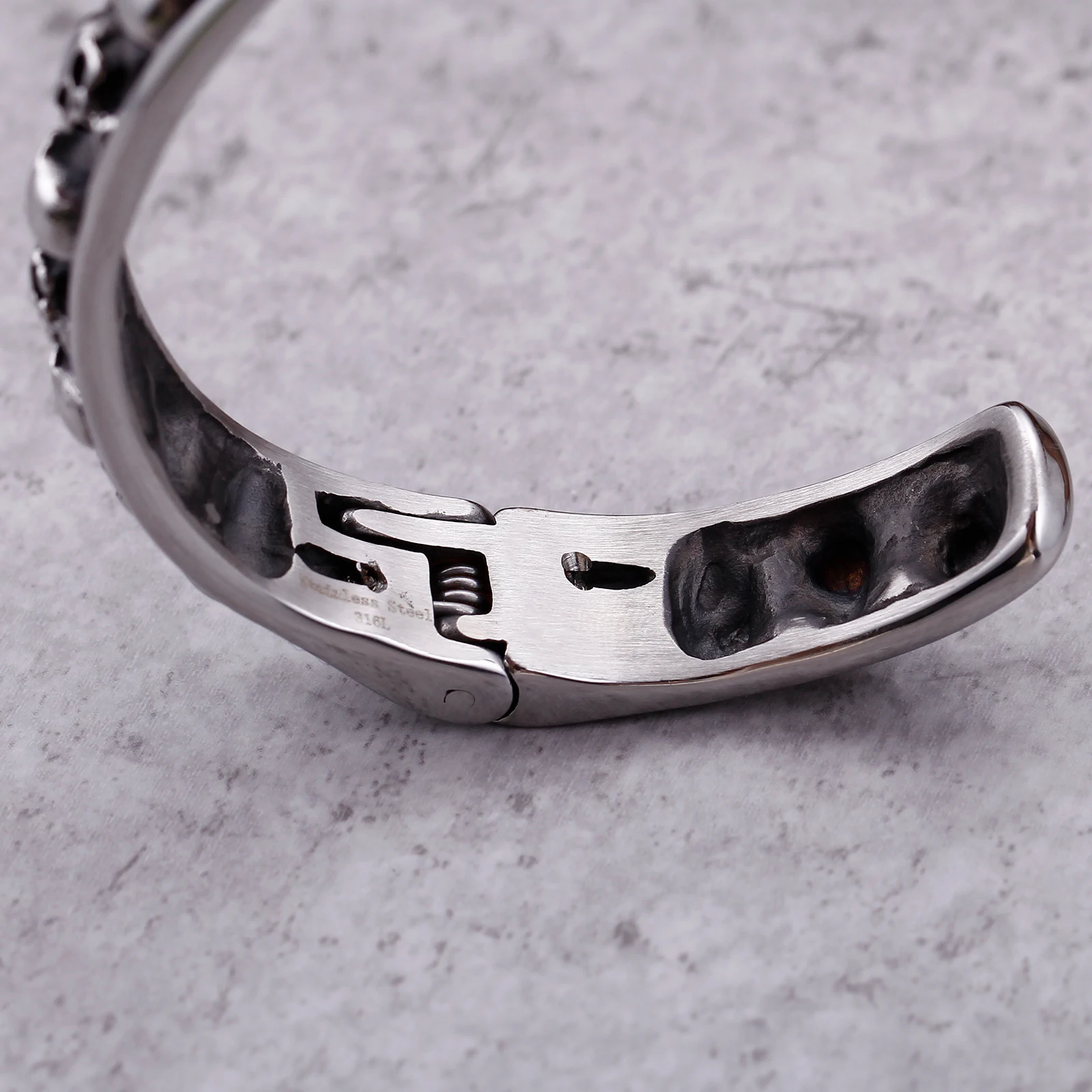 10mm Skull Ghost Head Bangle Men 316L Stainless Steel 6
