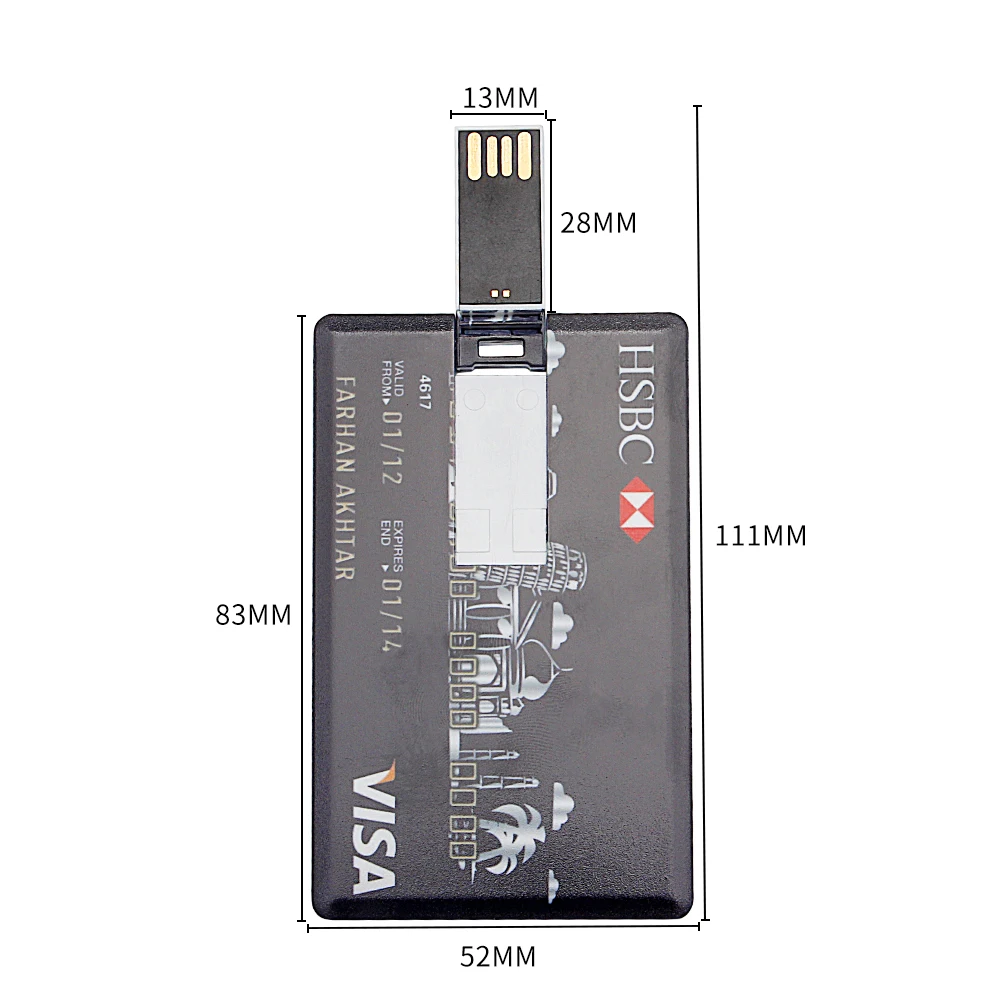 Waterproof Super Slim Credit Card USB 2.0 Flash Drive 64GB 4GB 8GB 16GB 32GB Bank Card Model Memory Stick u disk
