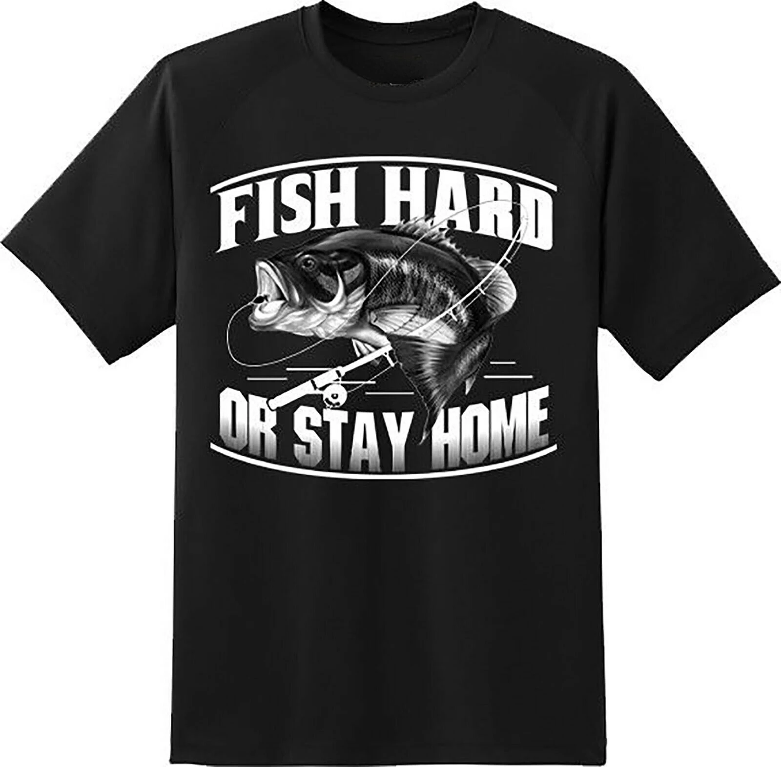 

Funny Fish Hard or Stay Home Fishing T-Shirt 100% Cotton O-Neck Short Sleeve Casual Mens T-shirt Size S-3XL