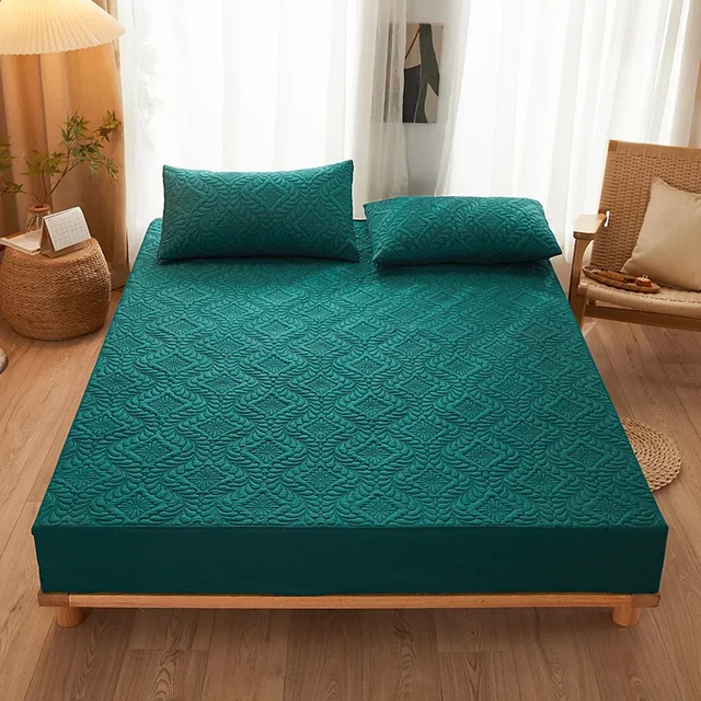 Drap-housse matelassé imperméable 100%, avec bande élastique, housse de protection de matelas douce, double, Queen, King, 160x200cm, décoration de maison 6
