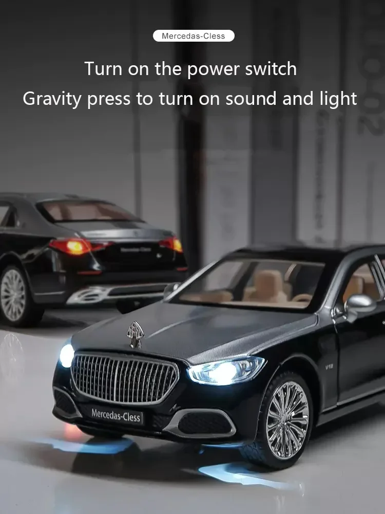 New 1:24 Simulation Benz Maybach S680 Alloy Car Model Sound And Light Pull Back Toy Car Die-Cast Boys Collection Decoration Gift 4