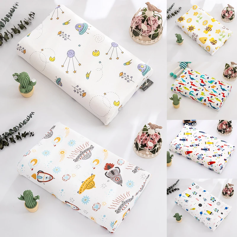 Soft Cotton Pillowcase Children's Latex Pillowcase Baby Cartoon Rubber Memory Pillow Cover Dinosaur Cushions Cover Home Decor 2