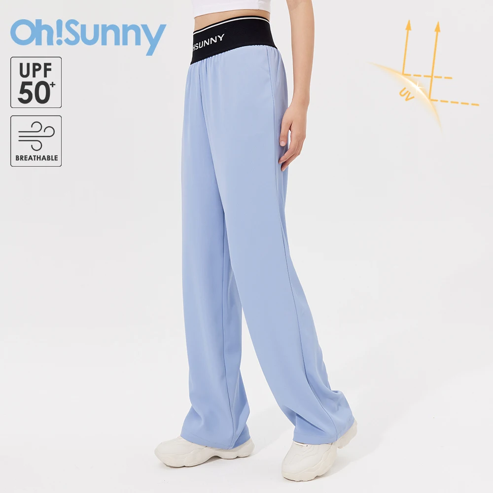 OhSunny Women Sweatpants High Waist Sport Running Oggers Outdoor Anti-UV Loose Ladies Cooling  Sunscreen Wide Leg Pants