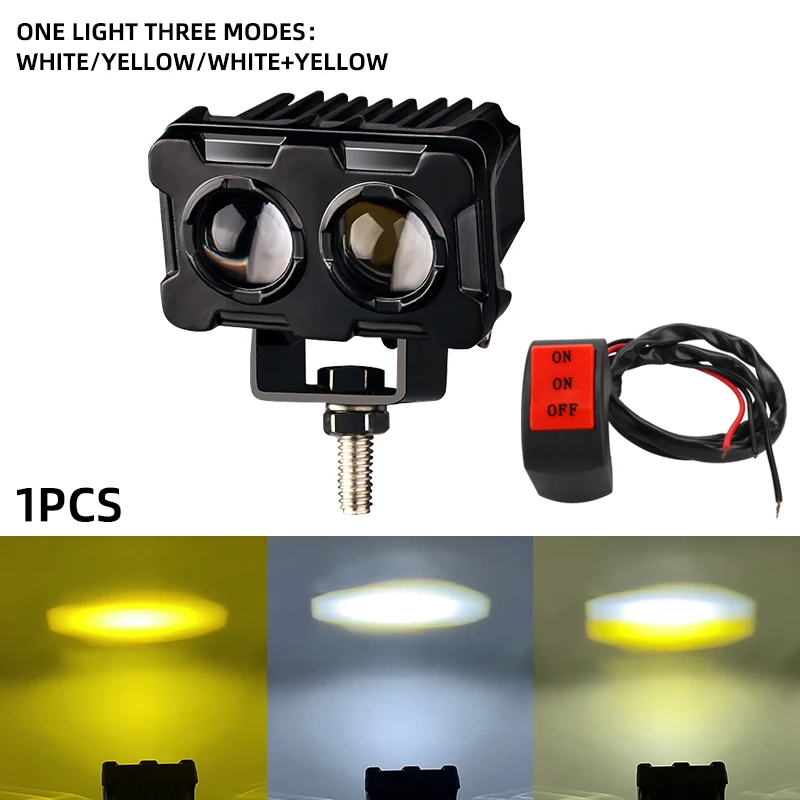 12/24v led motorcycle Spotlight Headlight Hi low beams lens laser