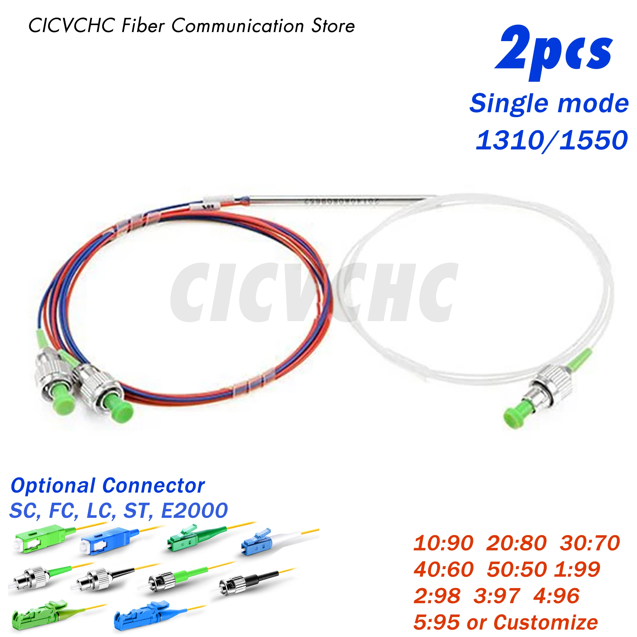 2pcs Mini 1X2 FBT Coupler, Single mode 1310/1550nm, 0.9mm Loose Tube, -SC, FC, LC - 0.5m/Optical Fiber Coupler mini otdr 1310 1550nm 26 24db fiber optic reflectometer touch screen vfl ols opm event map ethernet cable high practicability