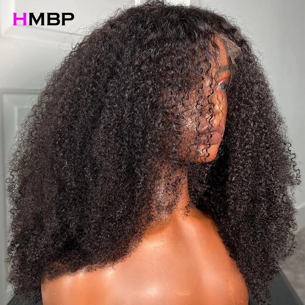 250 Density Afro Kinky Curly 13x6 HD Transparent Lace Frontal Wig Curly Human Hair Wigs For Women 13x4 Lace Front Human Hair Wig