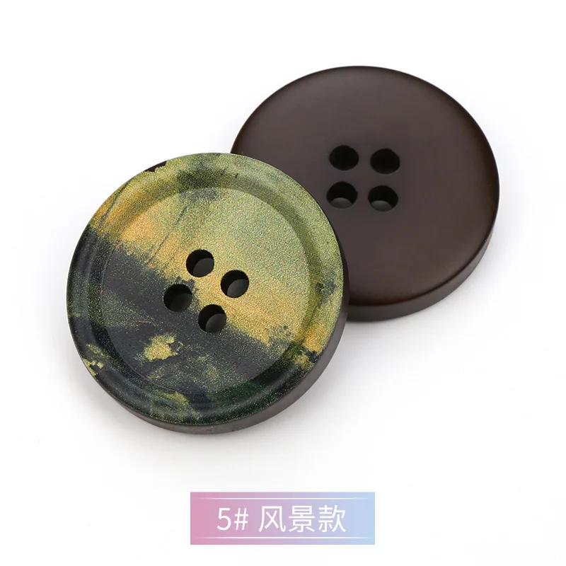 5pcs Resin round 4 holes Buttons landscape print 17mm-34mm Sewing accessories for clothing Decorative Buttons Handmade DIY 6