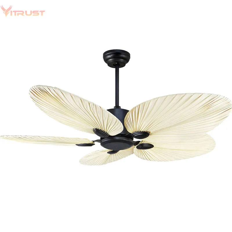 Trending Ceiling Fan 5 Palm Blades Decorative Ceiling Fans for Villa Living Room Bed Room ceiling fan