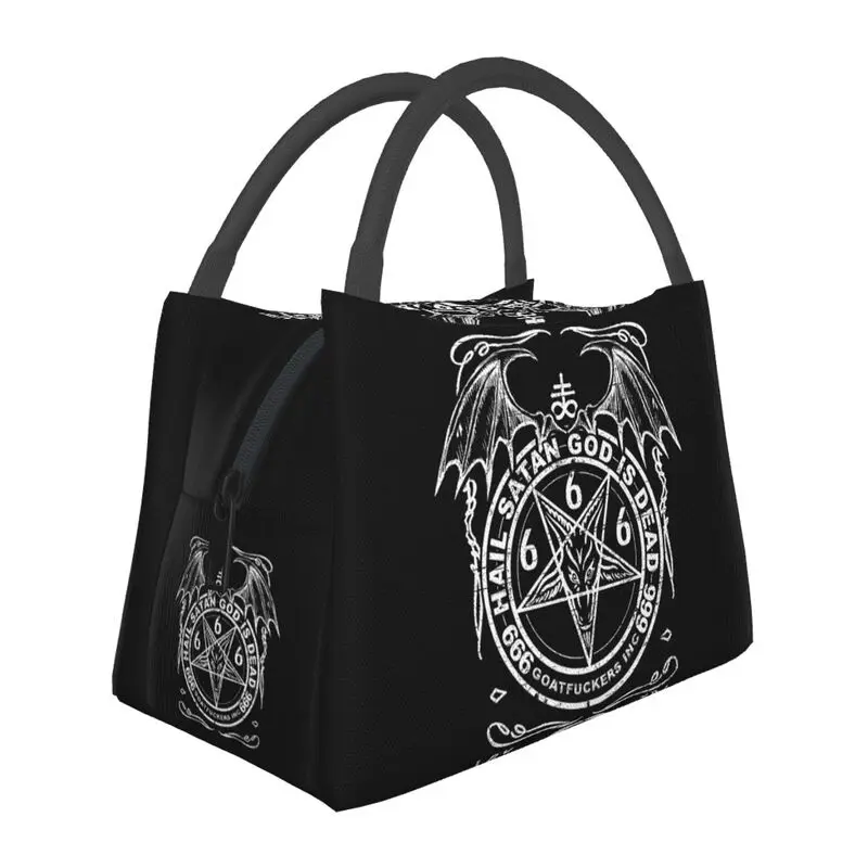 

Hail Satan Pentagram Occult Magic Insulated Lunch Bag for Women Portable Devil Baphomet Cooler Thermal Lunch Tote Work Picnic