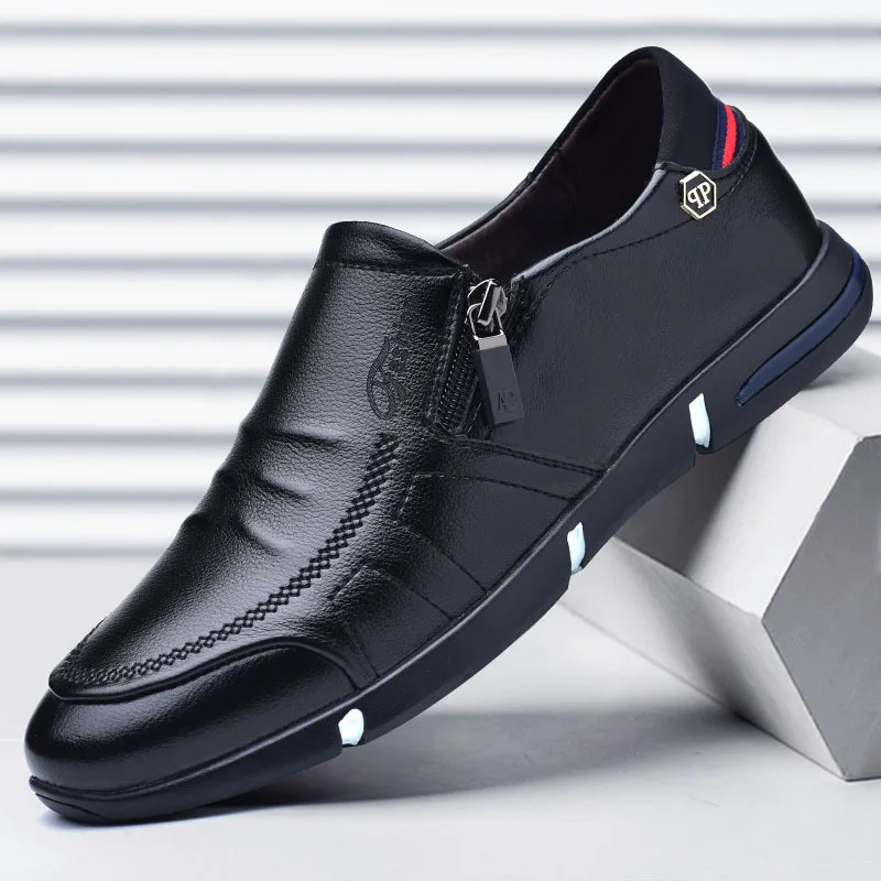 New Black Shoes Men Loafers Breathable Soft Moccasins Man High Quality Casual PU Leather Boat Shoes Men Flats Male Driving Shoes