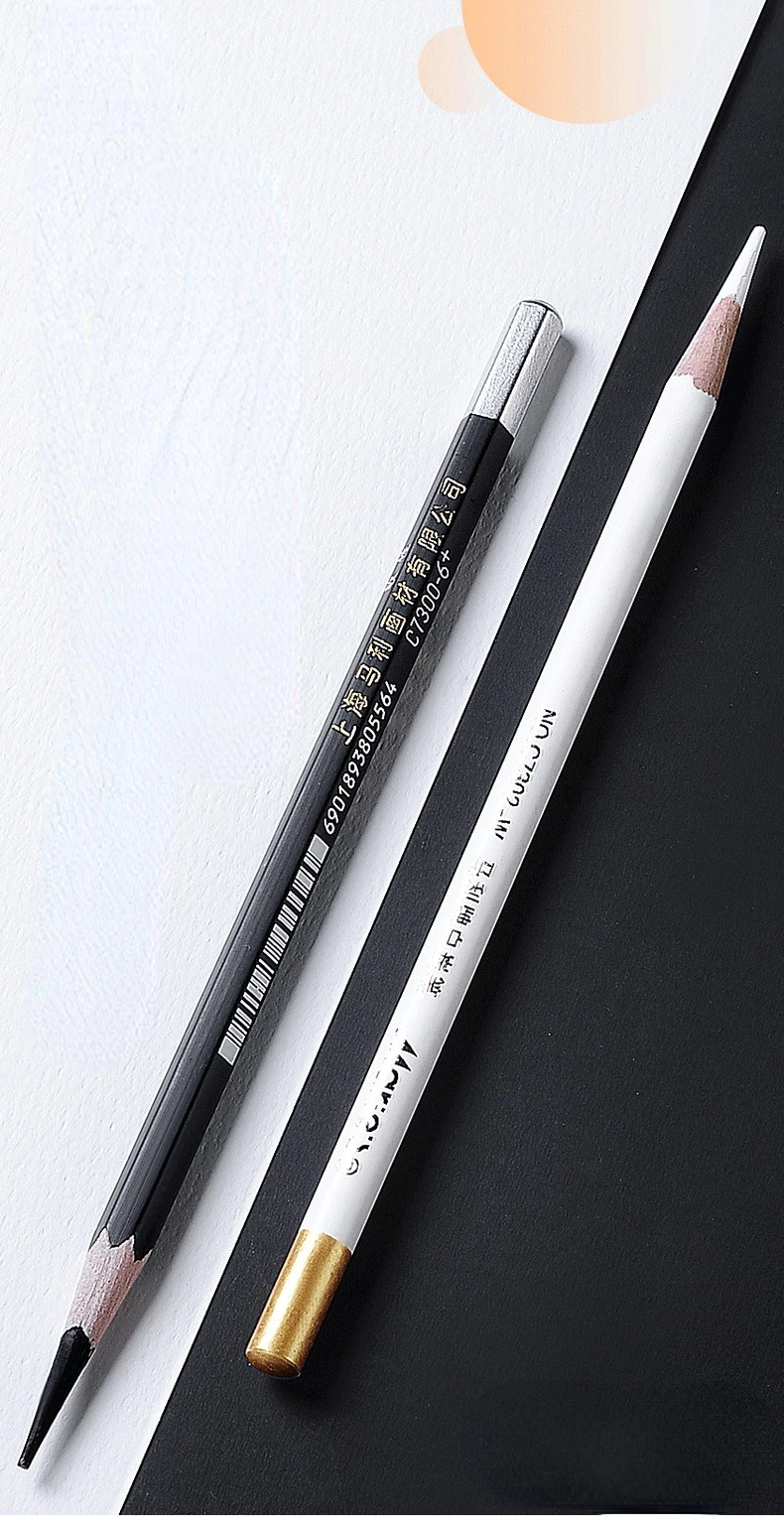 12セットのスケッチチャコールアート学生特別な白の高光沢黒の