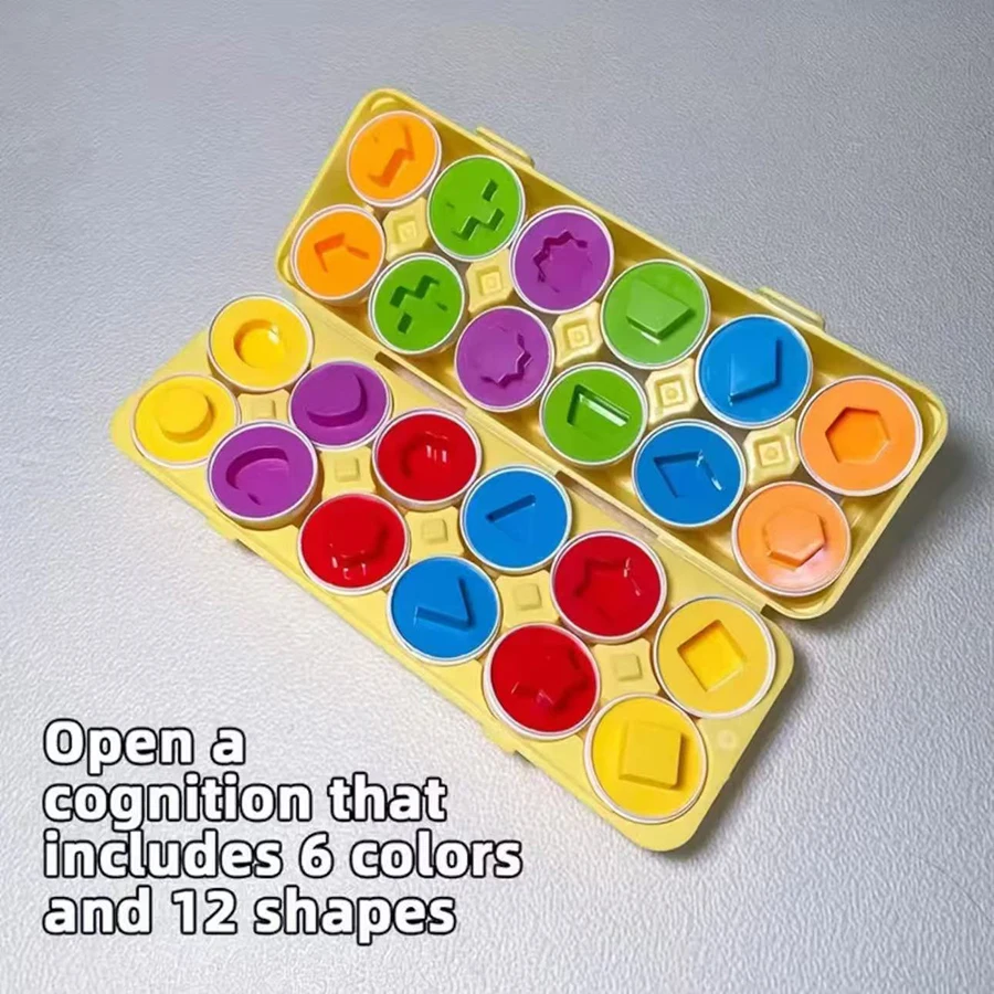 12pc Learning Educational Toy Smart Egg Toy Games Shape Matching Eggs Montessori Sorters Toys Toys For Kids Children 2 3 4 Years