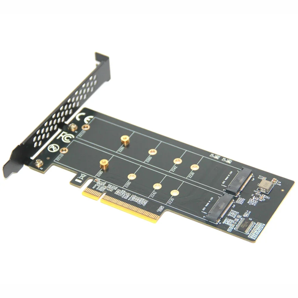 1 to 2xNVME Expansion Card PCle4.0 X8 for M.2 NVMe SSD PC Motherboard X1 X4 X8 Expansion Card PCIe 3.0 For 2230 2242 2260 2280
