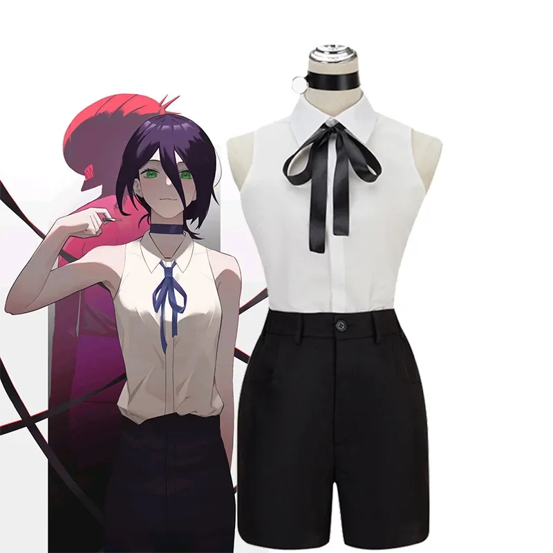 Disfraz de motosierra de Anime para hombre, camisa de bomba, trajes de corbata, cuello corto, ropa de Halloween para niñas