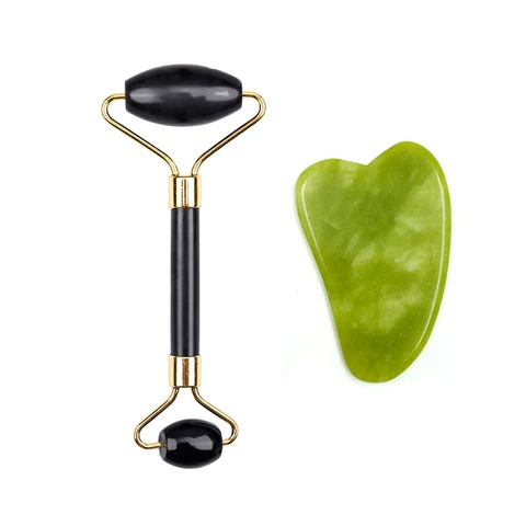 Jade Roller for Face Natural Jade Stone Facial Natural Scraper Face Lifting Gua Sha Body Back Slimming Massage Roller