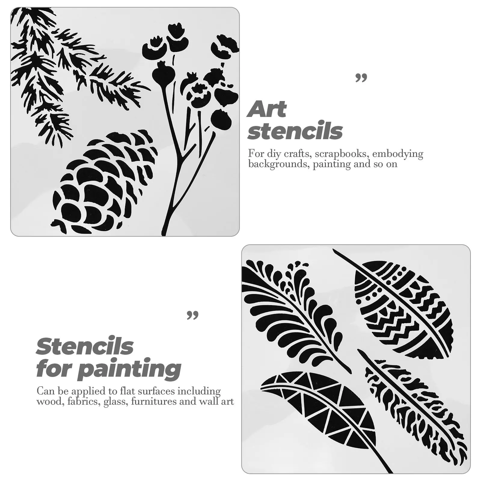 9pcs 열대 잎 스텐실 재사용 가능한 애완 동물 재료 Diy 페인팅 공예를위한 부드러운 가장자리 장식 벽 예술 스텐실 그림 그리기위한 장 스텐실