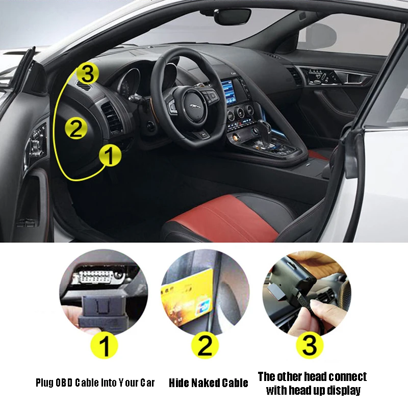 OBD2 HUD Display Car Head Up Digital Speedometer Trip Display Speed Fuel Consumption Temperature Gauge Alarm obd2 hud projector head up display obd2 hud display