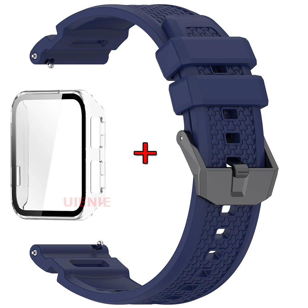 Premium Silicone Watch Band with Protective Case - Sport Replacement Wristband & Cover