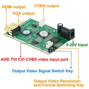 AHD41 4-in-1 HD Video Signal Convertor Board AHD TVI CVI CVBS Signal To HDMI VGA CVBS Signal Convertor Board Support OEM