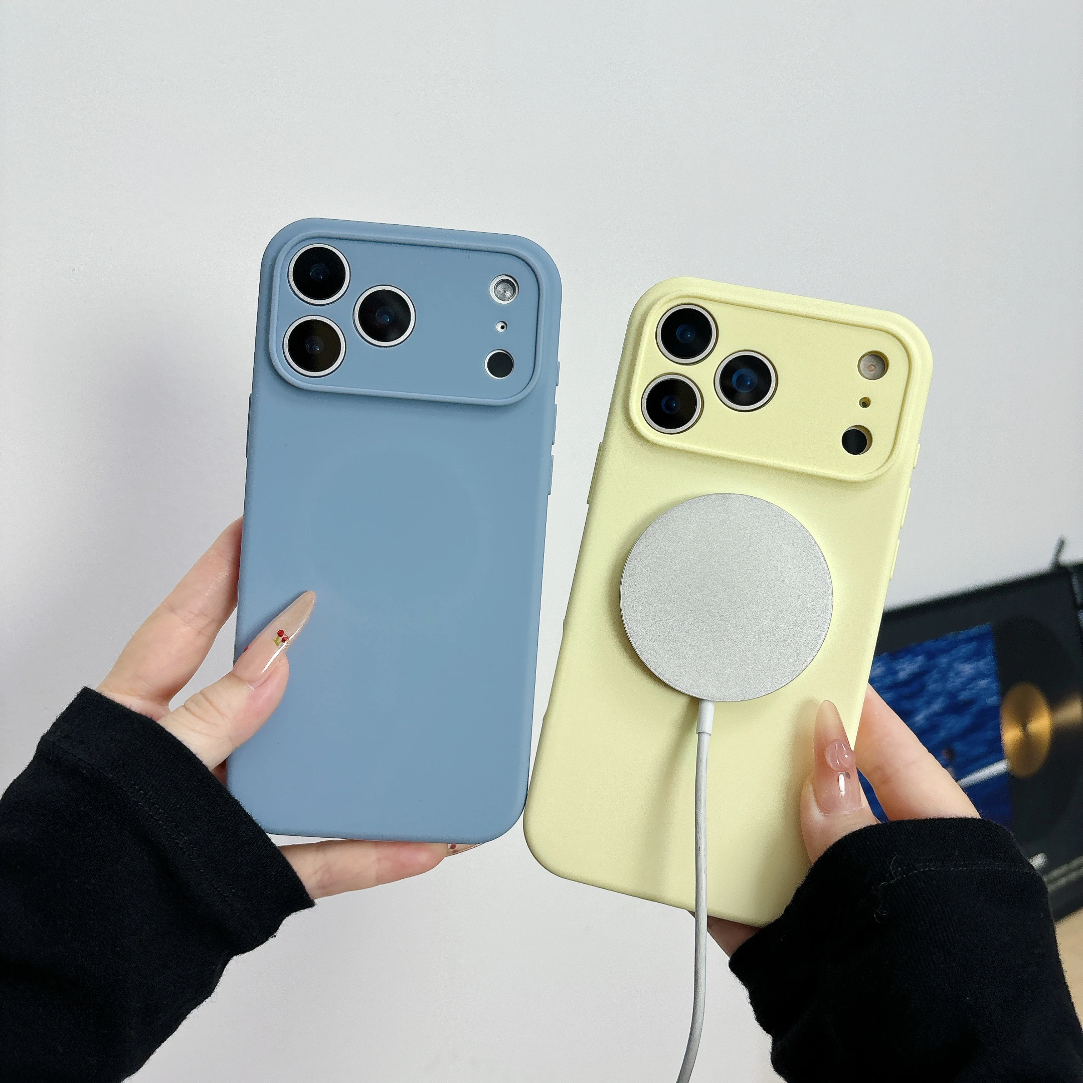Luxury Liquid Silicone Magnetic Case with Lens Protection - Matte Soft Cover
