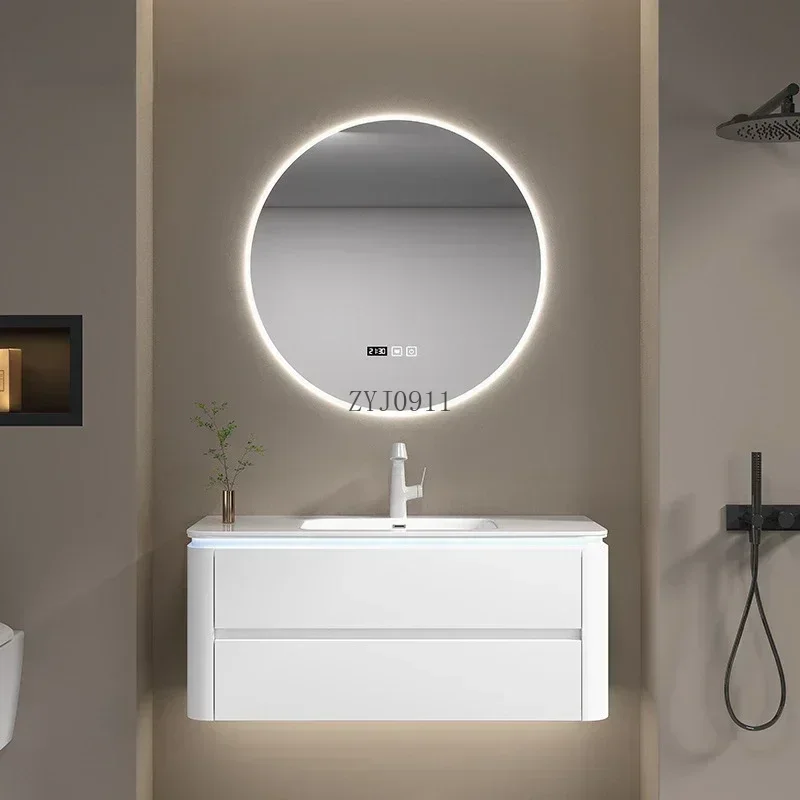 *White Bathroom Cabinets Mirror With Smart Mirror Ceramics Washbasin Vanity Bathroom Cabinets Narrow Room Furniture