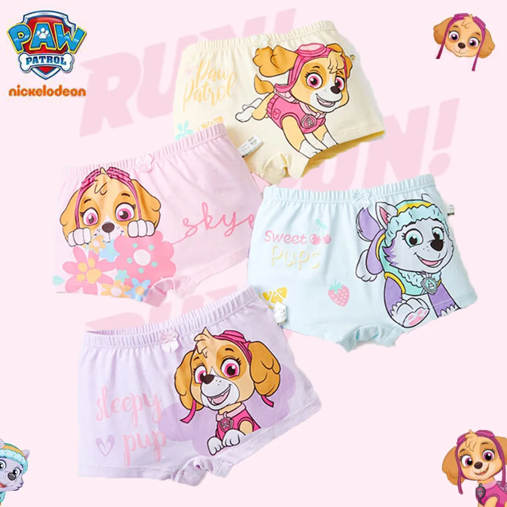 Girls Underwear 4PCS Genuine Paw Patrol Skye Girl Children Cotton Printing Panties Kids Short Briefs