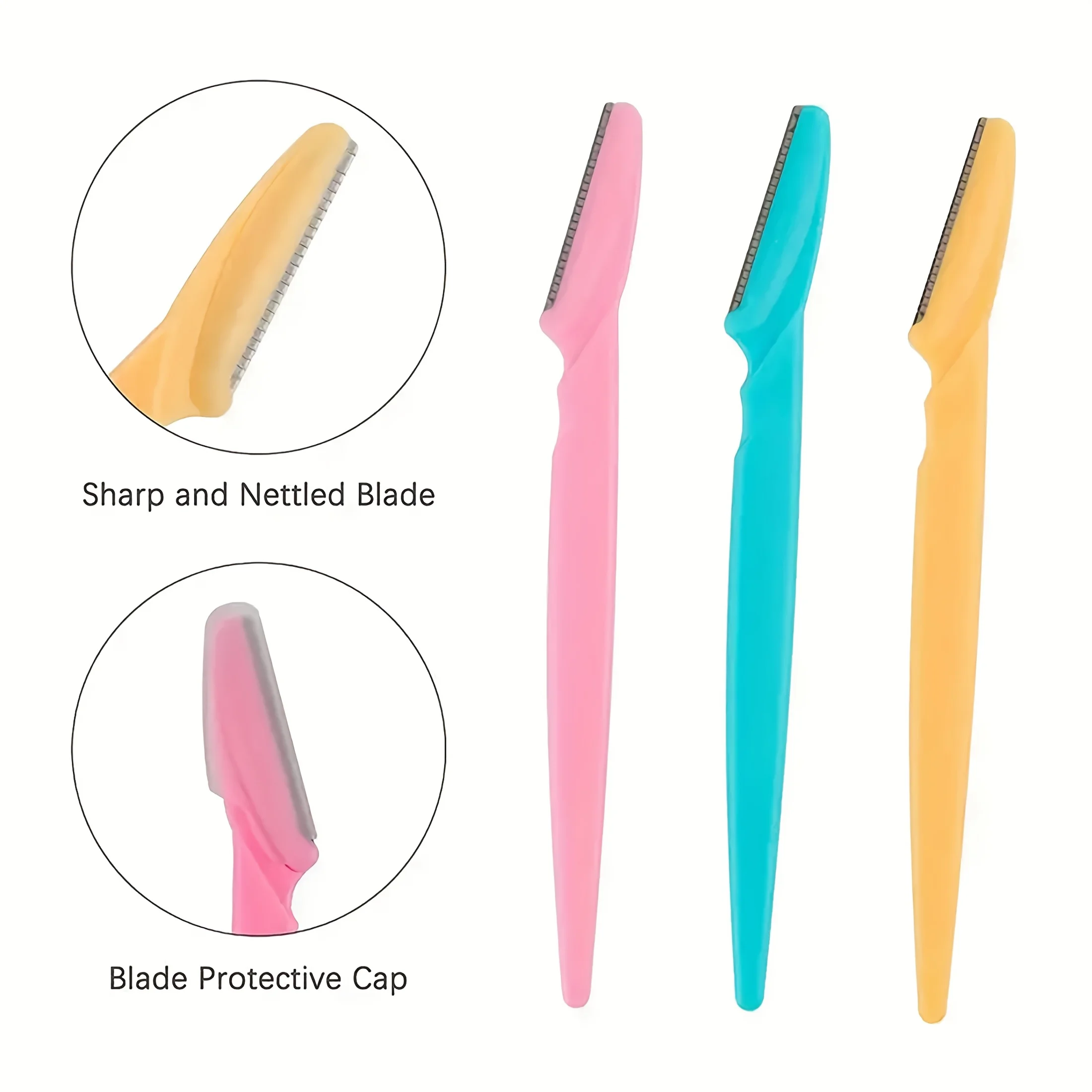 Description Picture 6 of item12pcs stainless steel eyebrow knife - fragrance-free multi-functional body hair removal tool with sharp blade for easy trimming