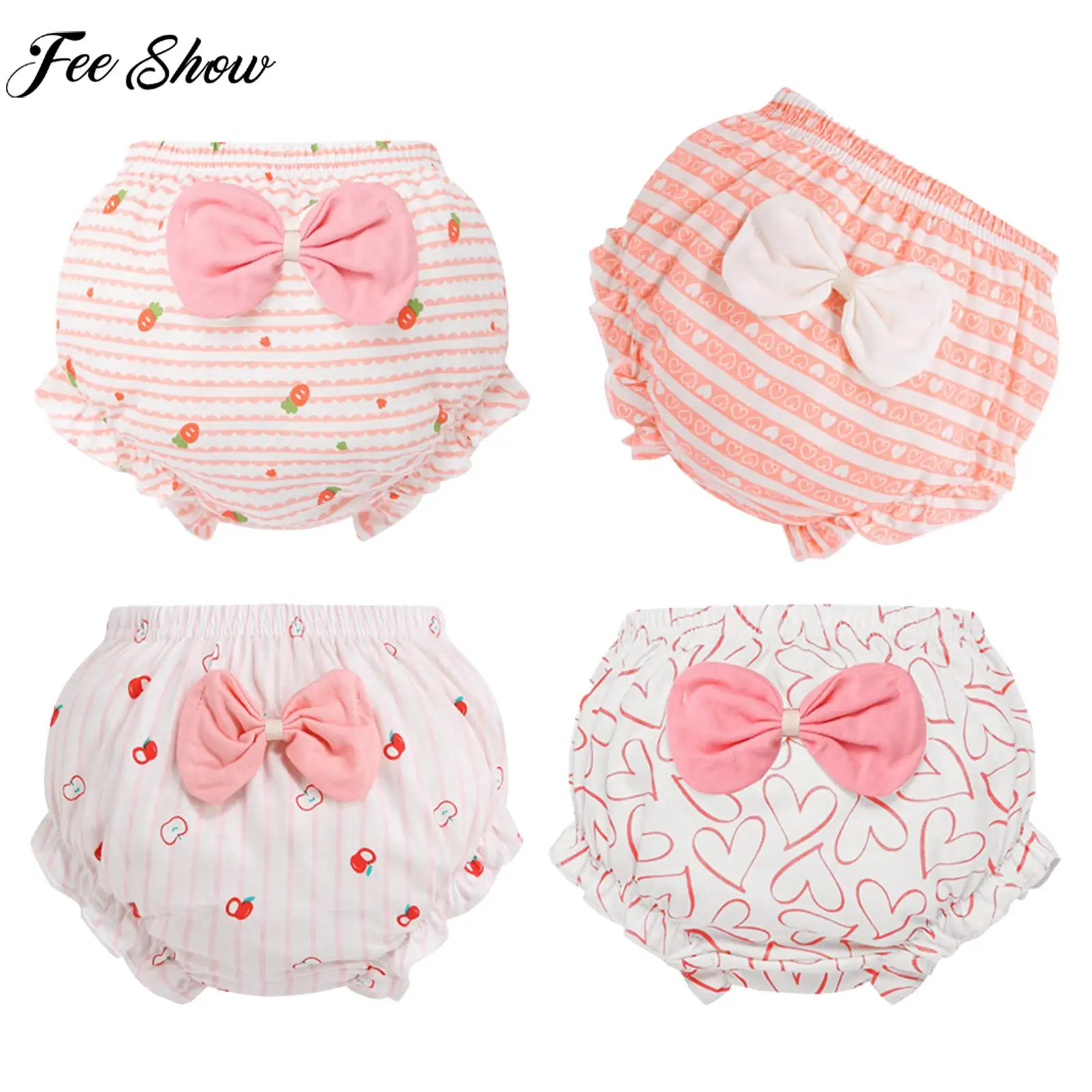 Kid Training Underpants Baby Girls 4pcs Cotton Ruffle Briefs Diaper Cover Washable Reusable Nappies Bread Pants Shorts Underwear